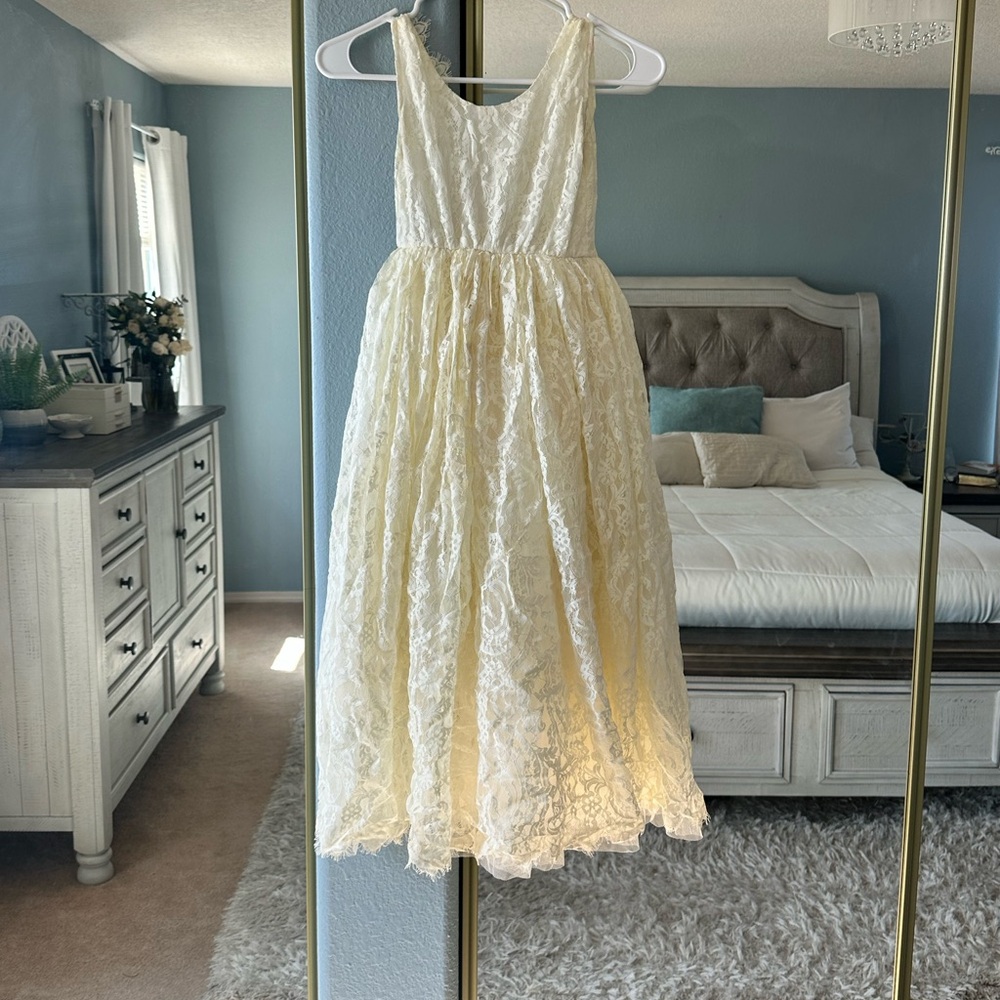 Elegant Cream Lace Kids Dress